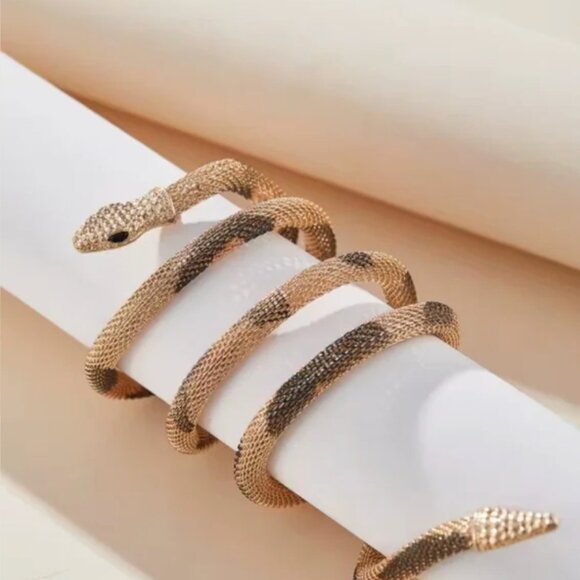 Glam Gold & Black Snake Choker Necklace – Bold Rhinestone Statement Accessory - Picture 5 of 7